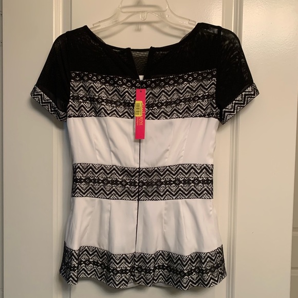 Black & White Catherine Maladrino Lace Blouse | Size 0 - Picture 4 of 9